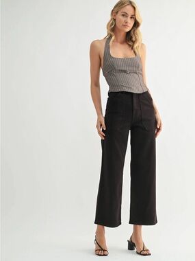 Patch Pocket Slim wide jeans